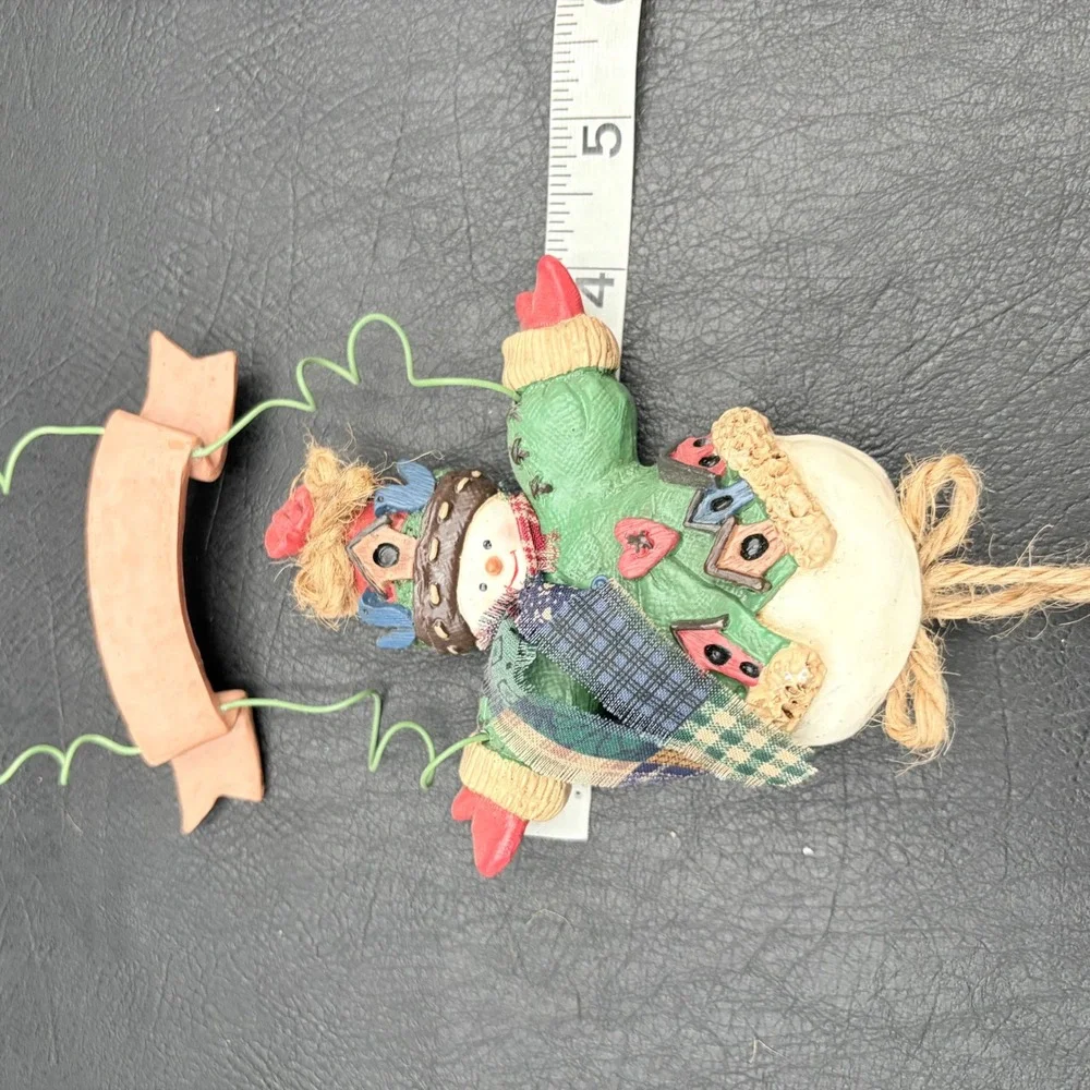 Rustic Snowman Birdhouse Christmas Ornament Dangle Legs Jingle Bells 14 Inch